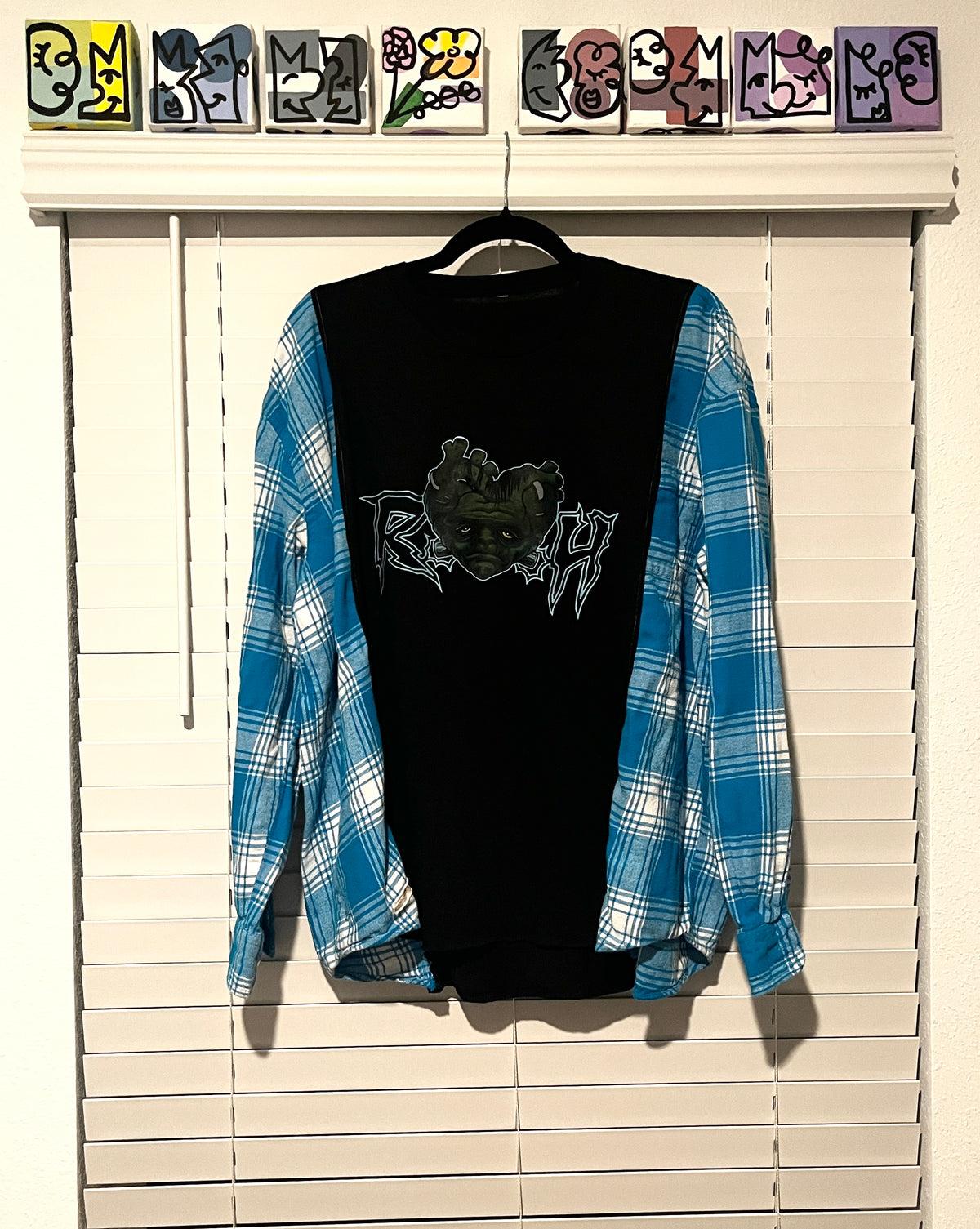Upcycled - Long Sleeve - Blue Rotten Hearts