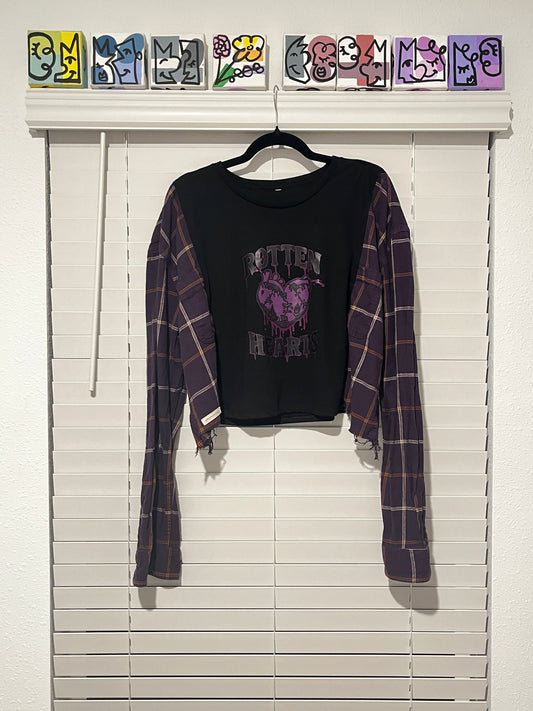 Upcycled - Long Sleeve - Purple Rotten Hearts