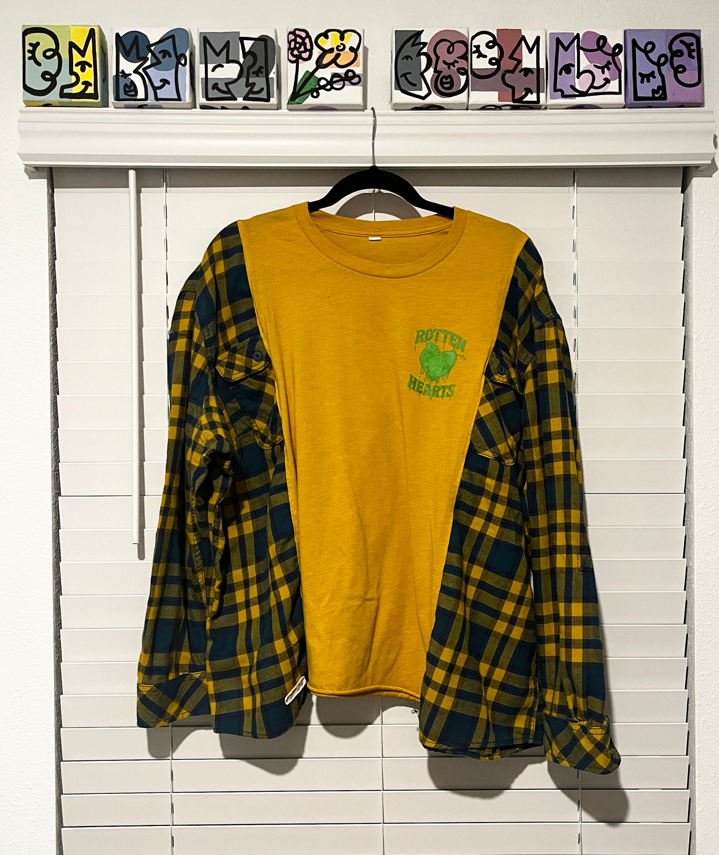 Upcycled - Long Sleeve - Yellow Rotten Hearts