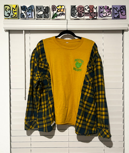 Upcycled - Long Sleeve - Yellow Rotten Hearts