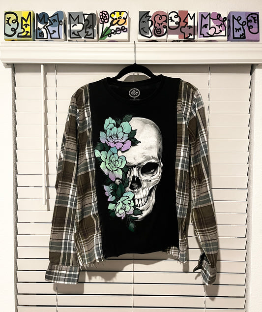Upcycled - Long Sleeve - Skull Plaid